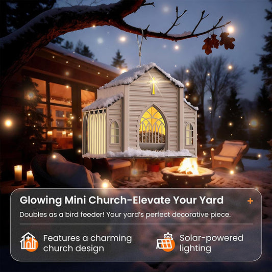 Church-Shaped Solar-Powered Bird Feeder