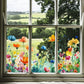 Colorful Floral Bouquet Window Sticker – Vibrant design, easy peel & removable – Perfect for home, cafe & spring decor ✨