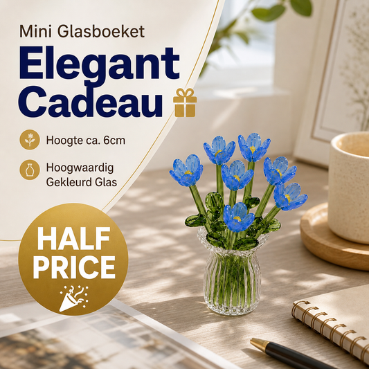 ⏳ Limited-Time Offer! ✨ Mini Glass Bouquet | Elegant Gift 🎀 | Approx. 6cm Tall 🎉