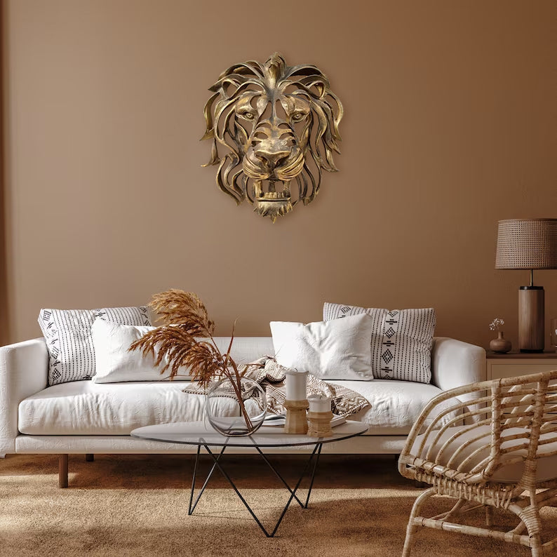 🦁Rare Find-Large Lion Head Wall Mounted Art Sculpture🎁