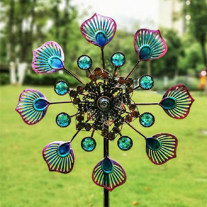 Peacock Tail Wind Spinners for Yard & Garden