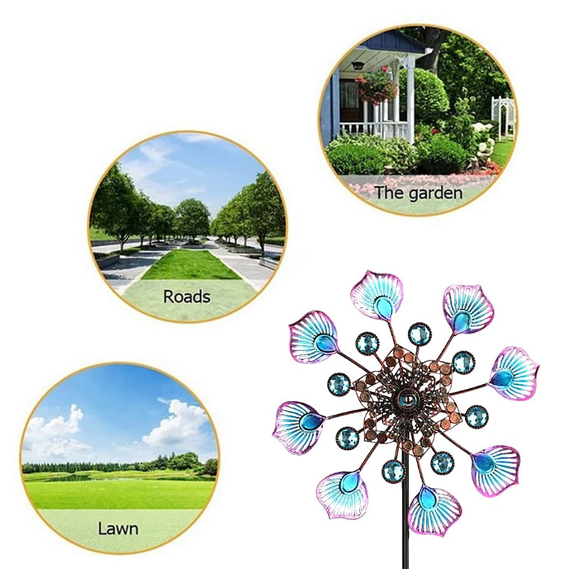 Peacock Tail Wind Spinners for Yard & Garden