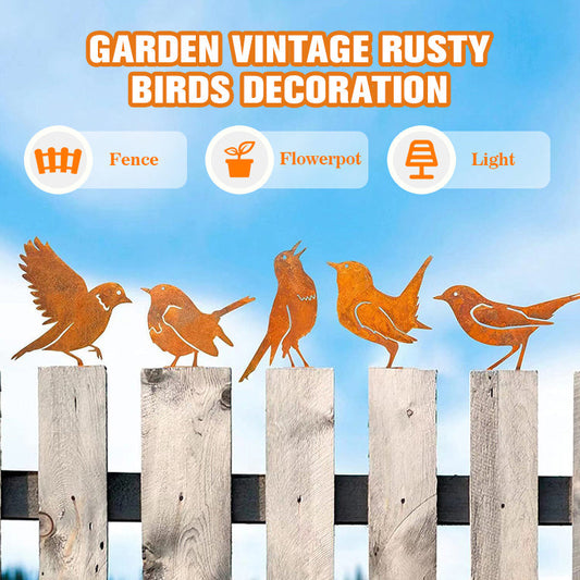 Garden Vintage Rusty Birds Decoration