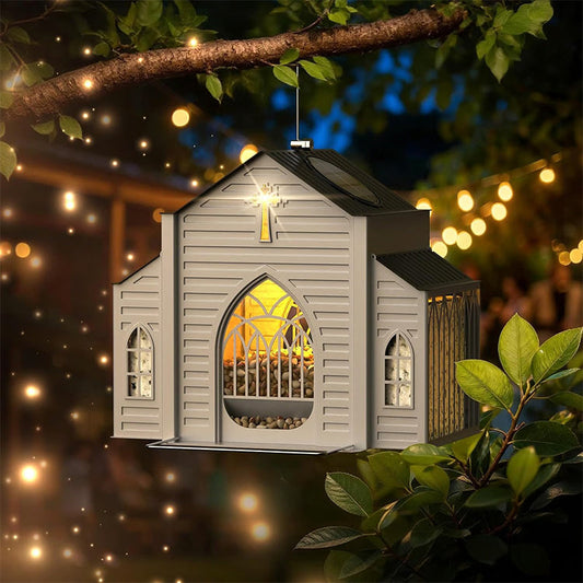Church-Shaped Solar-Powered Bird Feeder