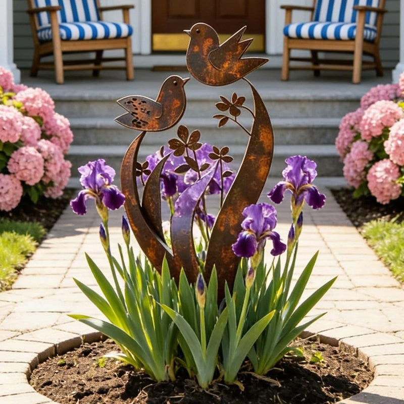 🔥Rustic Bird & Flower Metal Garden Stake