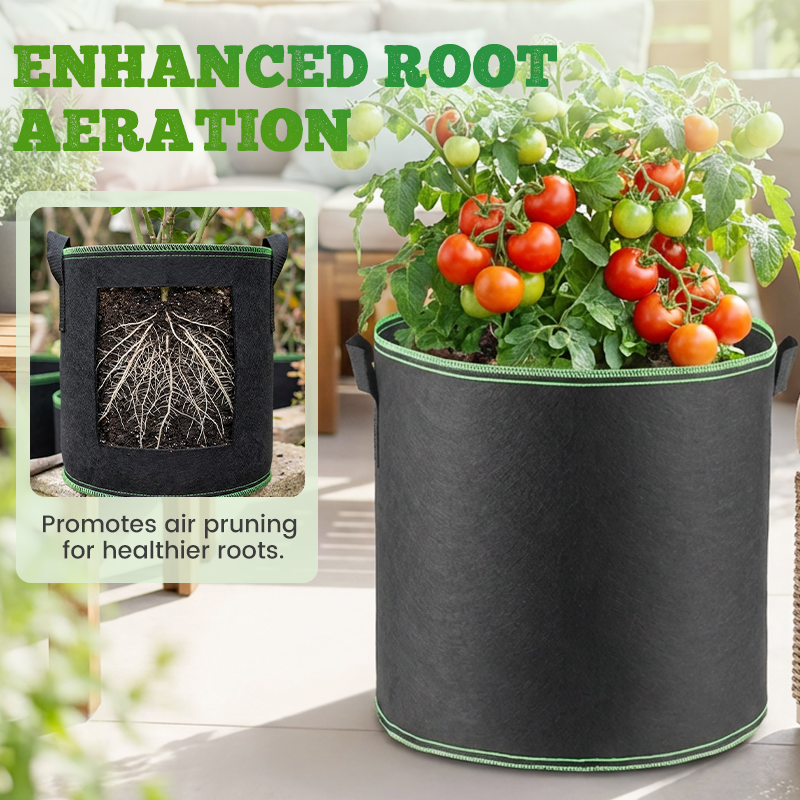🌱👜 5-Pack Thickened Non-Woven Grow Bag With Handles – Heavy Duty, Breathable Fabric, Eco-Friendly, Large Capacity.