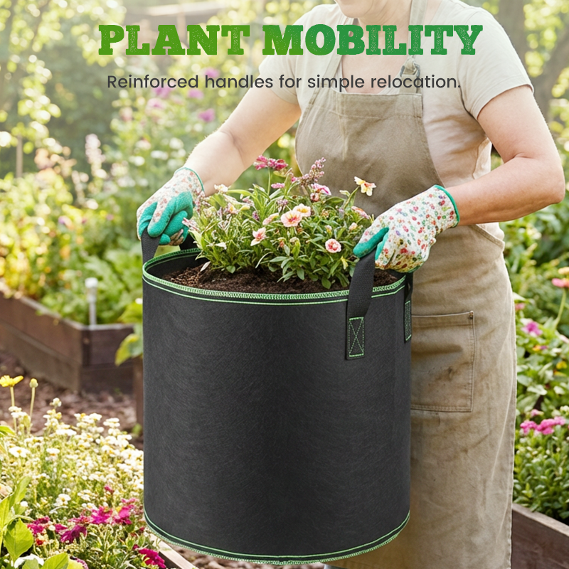 🌱👜 5-Pack Thickened Non-Woven Grow Bag With Handles – Heavy Duty, Breathable Fabric, Eco-Friendly, Large Capacity.