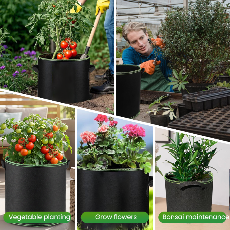 🌱👜 5-Pack Thickened Non-Woven Grow Bag With Handles – Heavy Duty, Breathable Fabric, Eco-Friendly, Large Capacity.