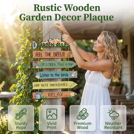 🏡Rustic Wooden Garden Hanging Sign Wall Decor Plaque