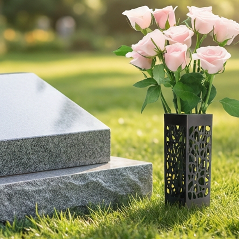 Memorial Vase with Ground Stake for Cemetery