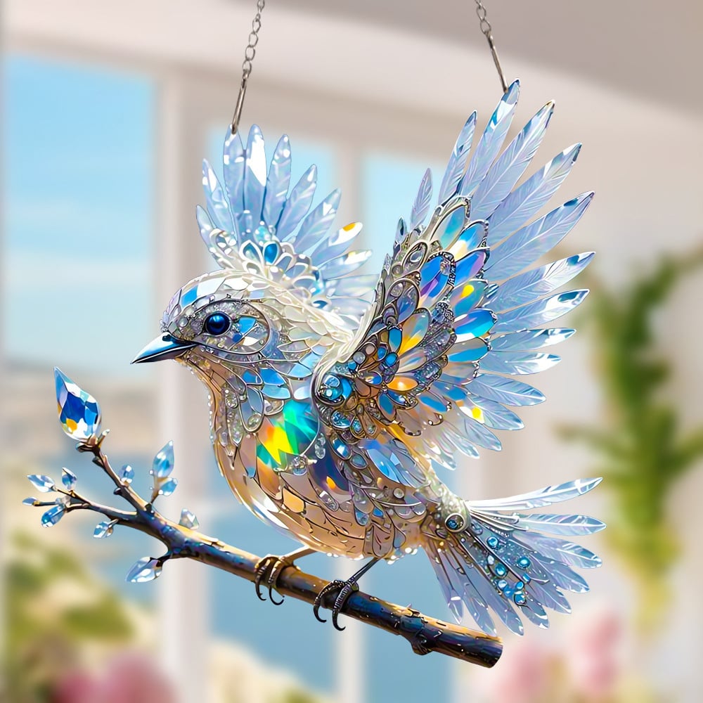 ⏰Great Sale - BUY 2 GET 1 FREE🔥🐦✨Crystal Sky Bluebird Stained Art Ornament