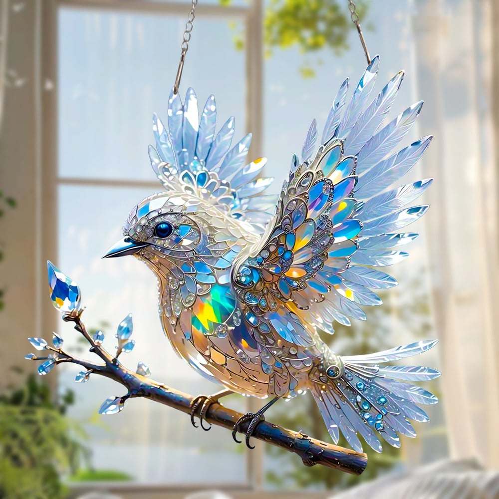 ⏰Great Sale - BUY 2 GET 1 FREE🔥🐦✨Crystal Sky Bluebird Stained Art Ornament