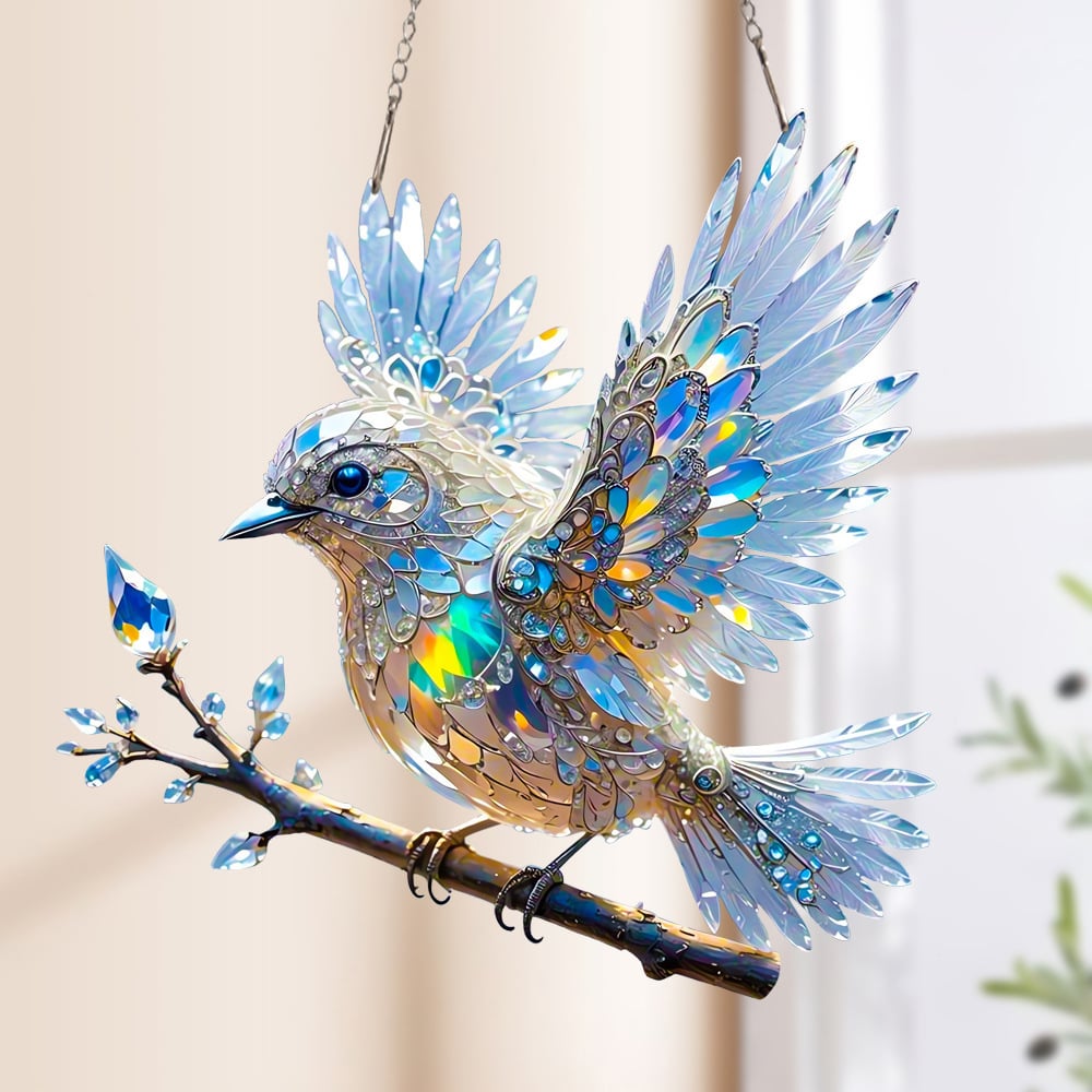 ⏰Great Sale - BUY 2 GET 1 FREE🔥🐦✨Crystal Sky Bluebird Stained Art Ornament