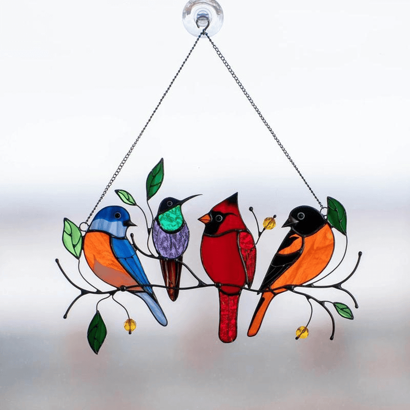The Best Gift-Birds Stained  Window  Panel Hangings
