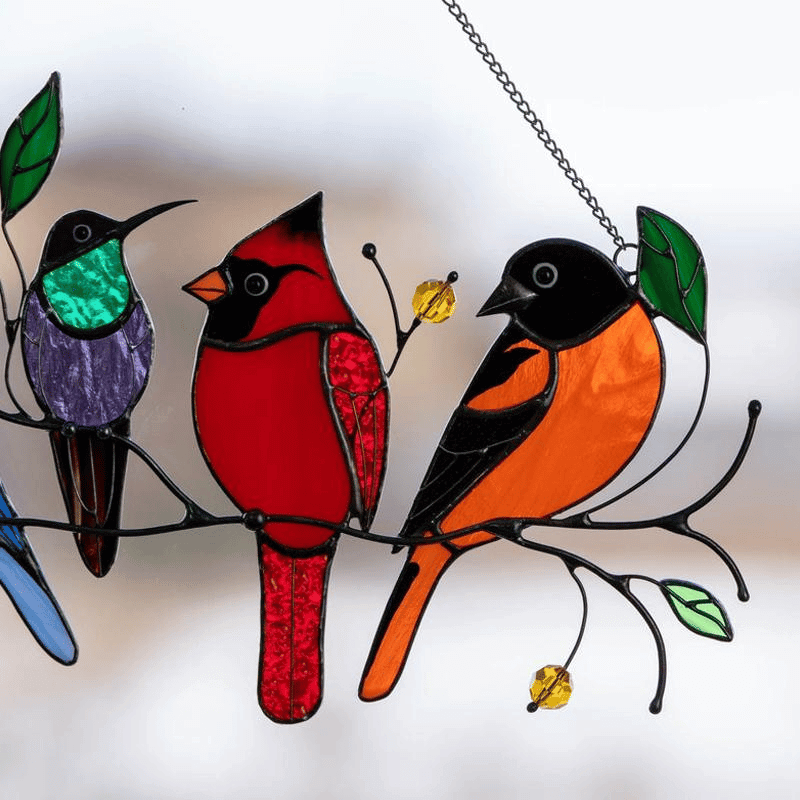 The Best Gift-Birds Stained  Window  Panel Hangings