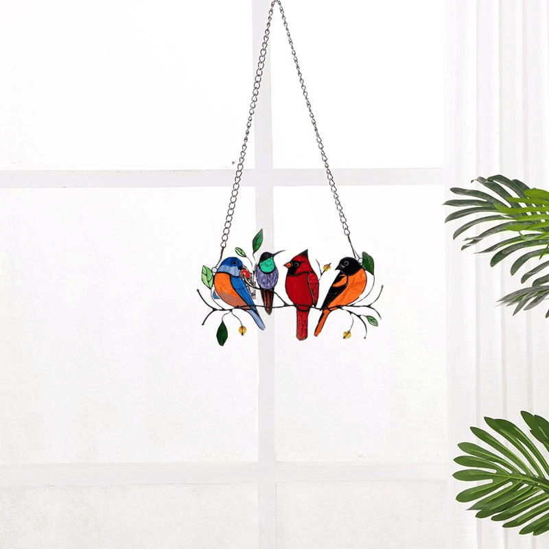 The Best Gift-Birds Stained  Window  Panel Hangings