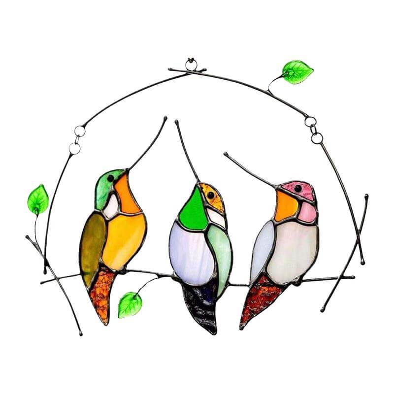 The Best Gift-Birds Stained  Window  Panel Hangings