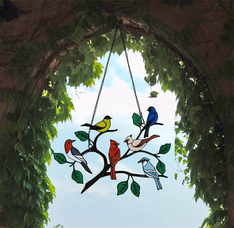 The Best Gift-Birds Stained  Window  Panel Hangings