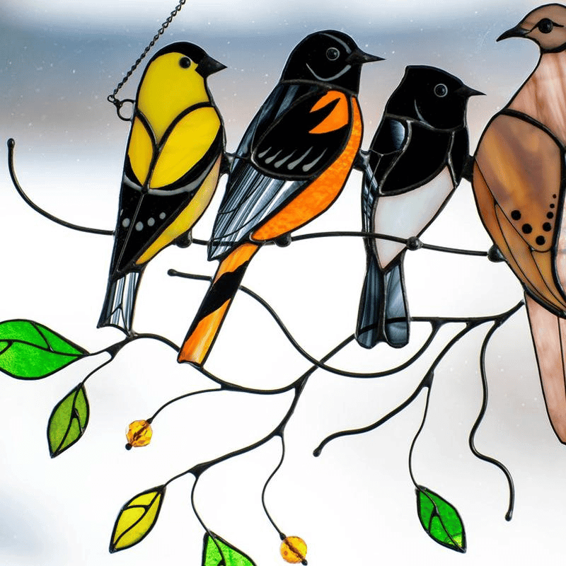 The Best Gift-Birds Stained  Window  Panel Hangings