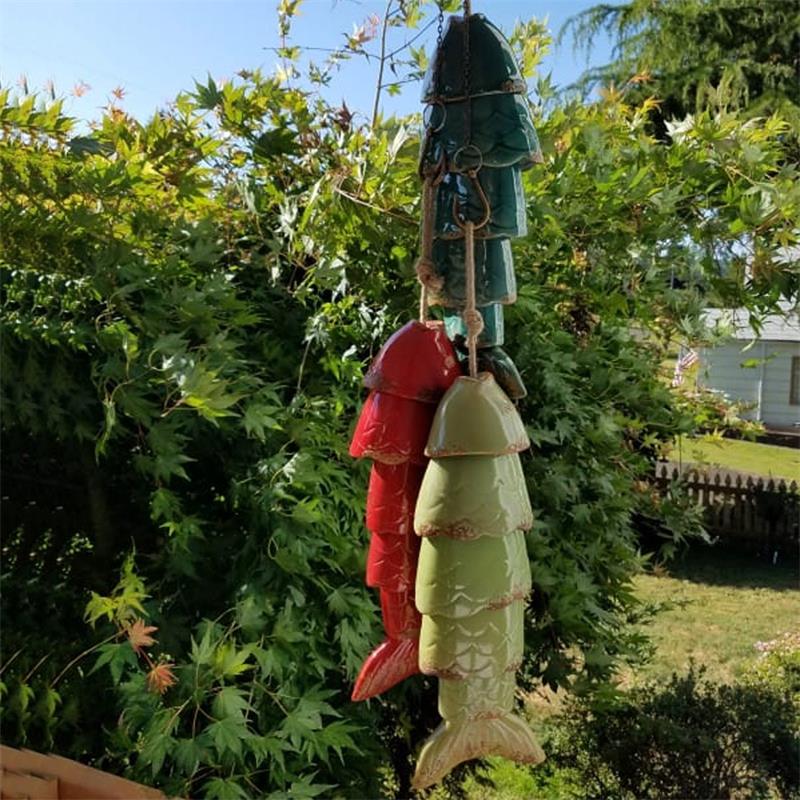 New Colored Porcelain Koi Fish Wind Chime