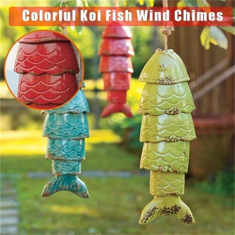 New Colored Porcelain Koi Fish Wind Chime