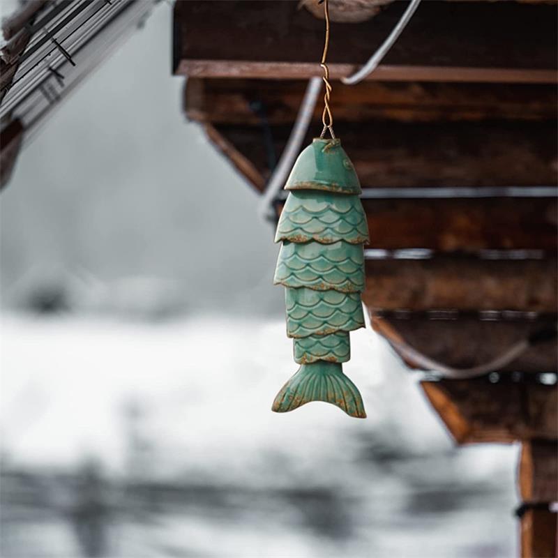 New Colored Porcelain Koi Fish Wind Chime