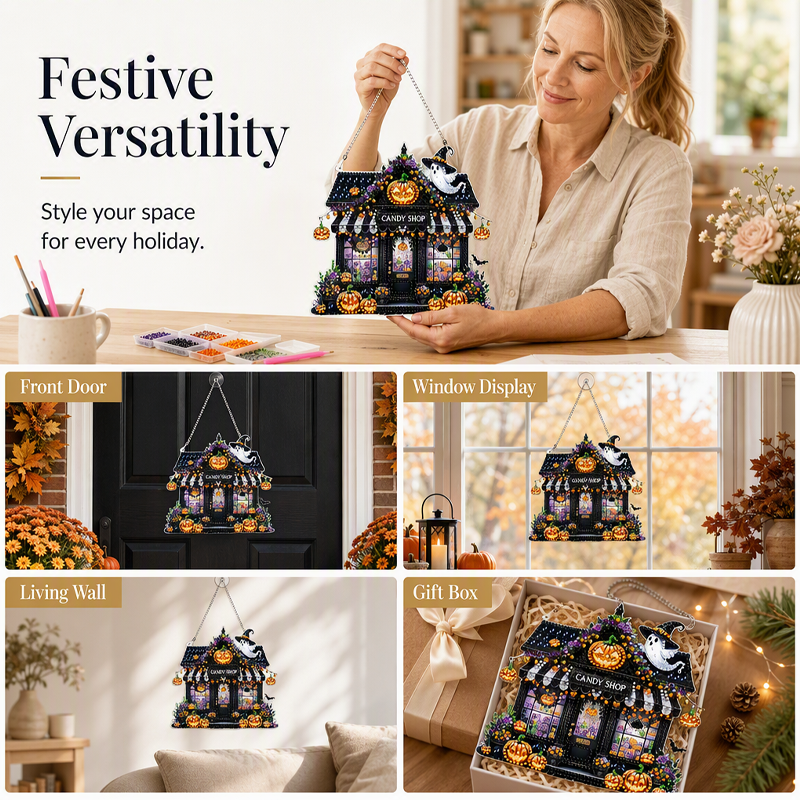 🎃 Halloween DIY Sparkle Art Ornament Kit for Doors and Windows