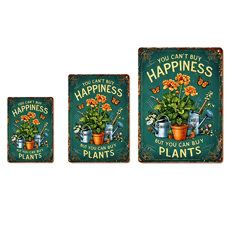 Vintage Garden Metal Sign with Plant Lover Quote