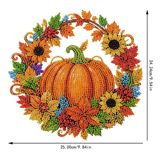🍂 Autumnal Pumpkin Wreath Diamond Painting Hanging Decor, Complete DIY Kit