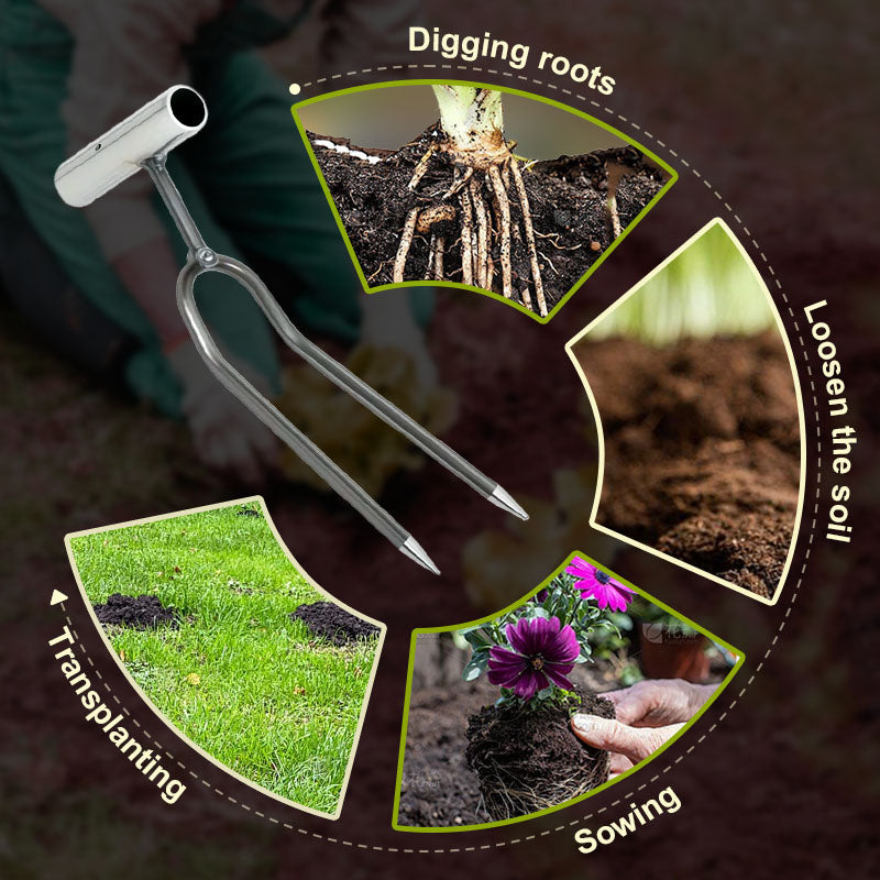 🌱 Compact 2‑Tooth Garden Weed Puller – Sharp Prongs, Sturdy Iron, Hand‑Held ✨