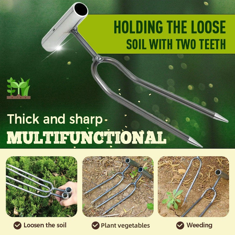 🌱 Compact 2‑Tooth Garden Weed Puller – Sharp Prongs, Sturdy Iron, Hand‑Held ✨
