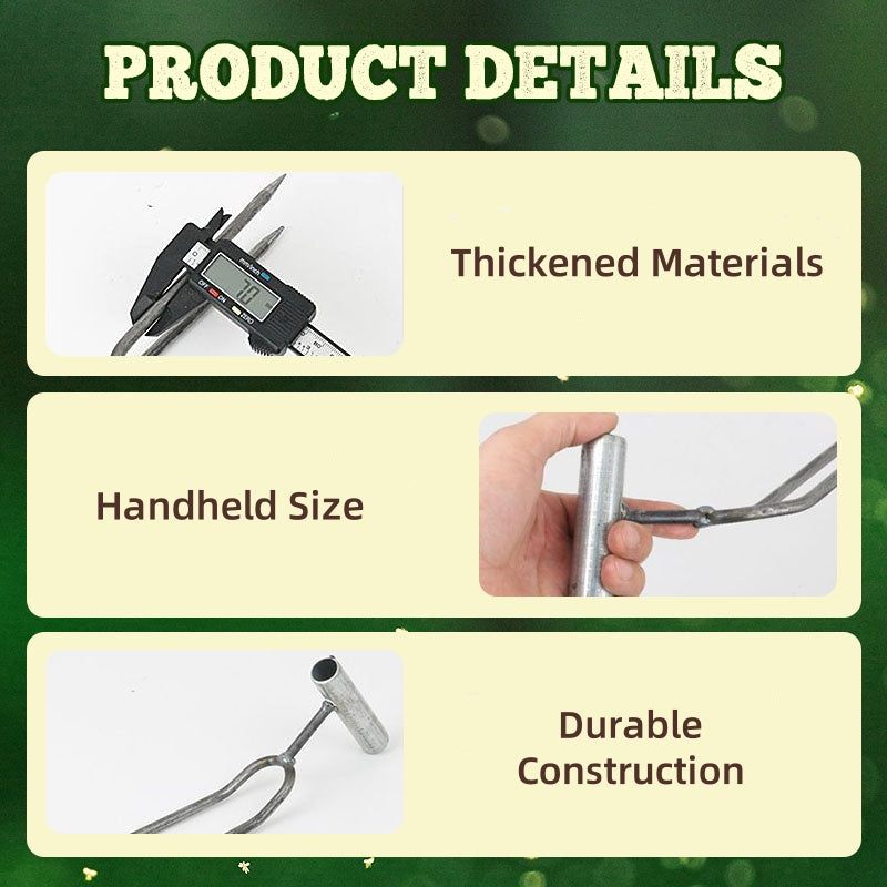 🌱 Compact 2‑Tooth Garden Weed Puller – Sharp Prongs, Sturdy Iron, Hand‑Held ✨