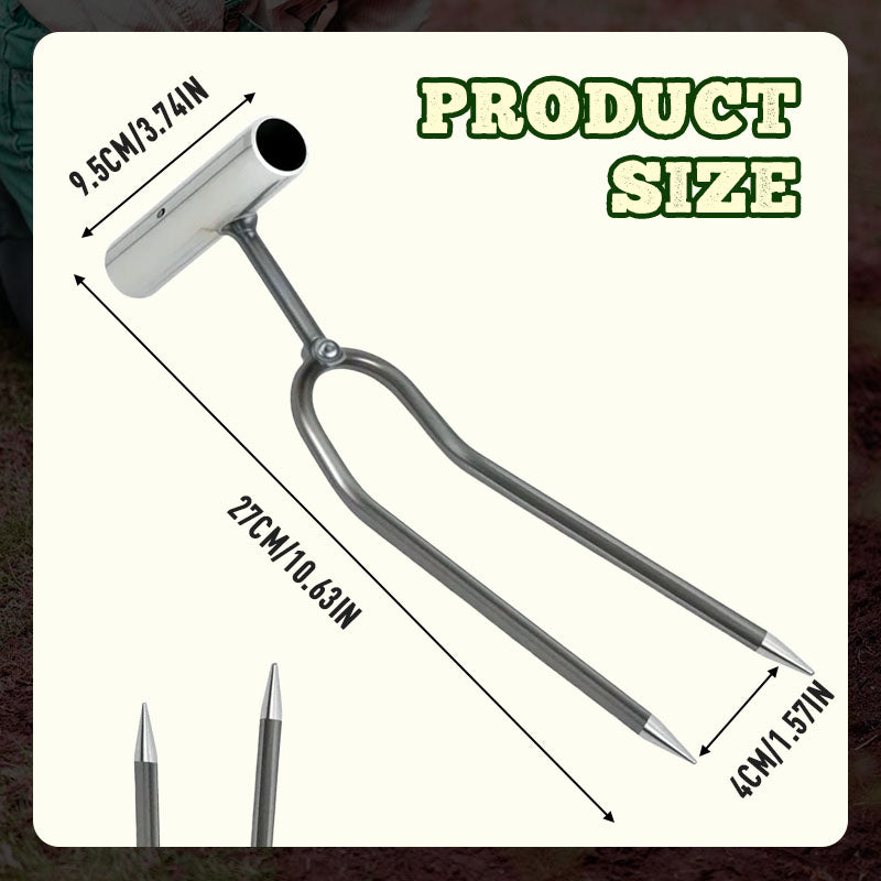 🌱 Compact 2‑Tooth Garden Weed Puller – Sharp Prongs, Sturdy Iron, Hand‑Held ✨